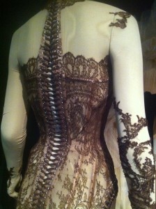 Lace is a predominant feature in Gaultier's work.